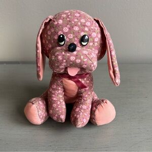 VTG RUSS Floral Pink Small Plush Dog Puppy Toy Pin Cushion Cottagecore Granny